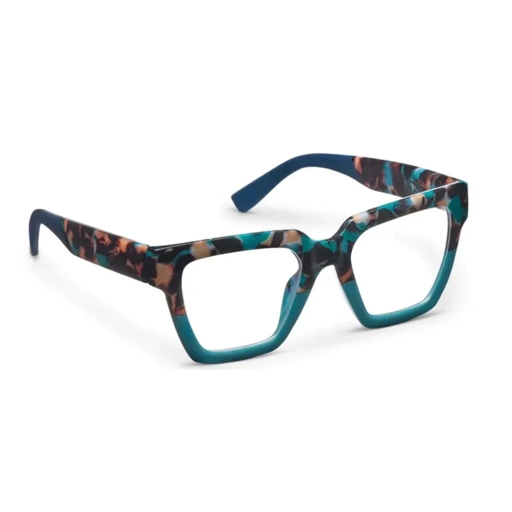 Peepers Take a Bow +2.00 Blue Light Readers Square Glasses w Case